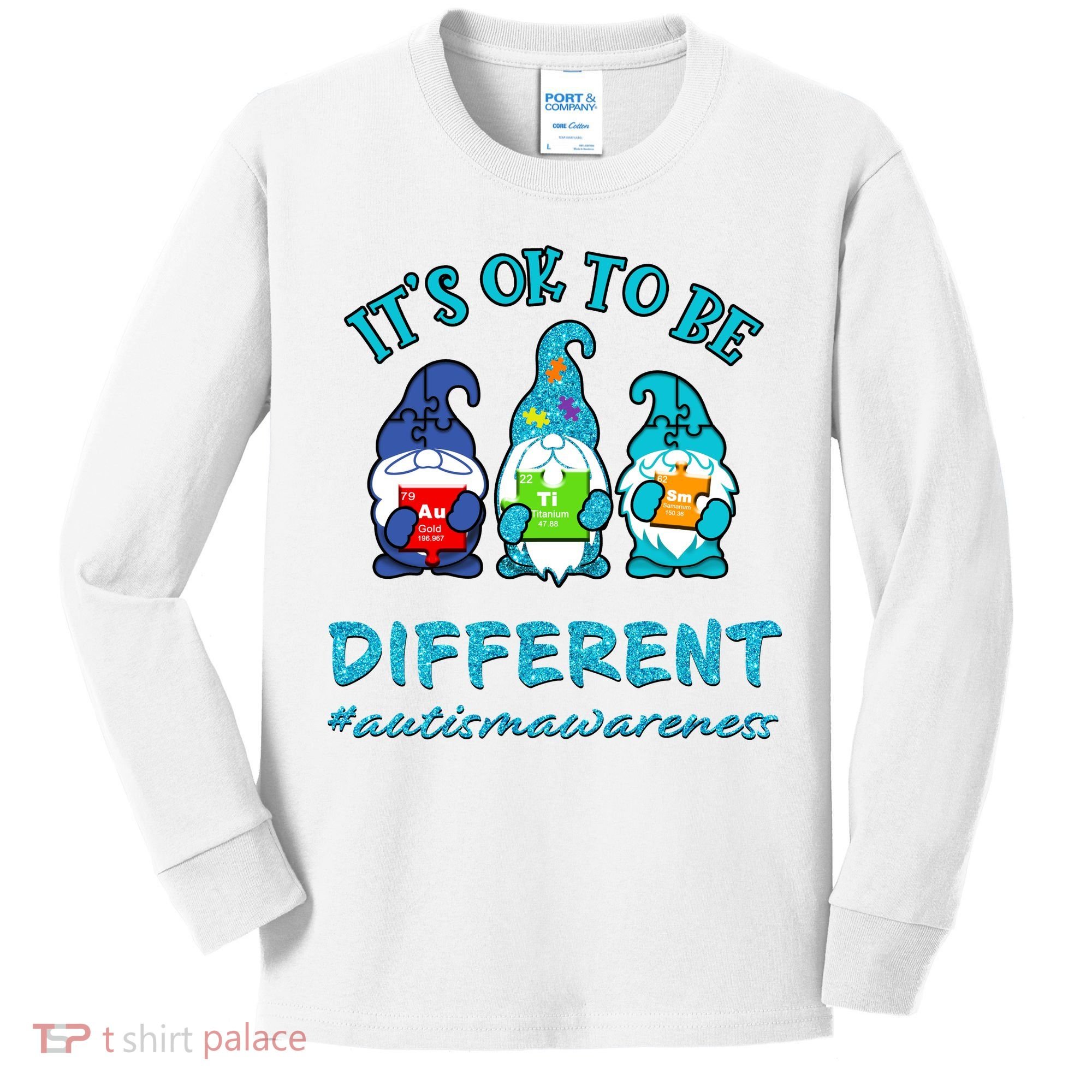It's Ok To Be Different Autism Awareness Gnomes Kids Long Sleeve Shirt