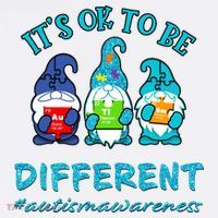 It's Ok To Be Different Autism Awareness Gnomes Kids T-Shirt thumb 4