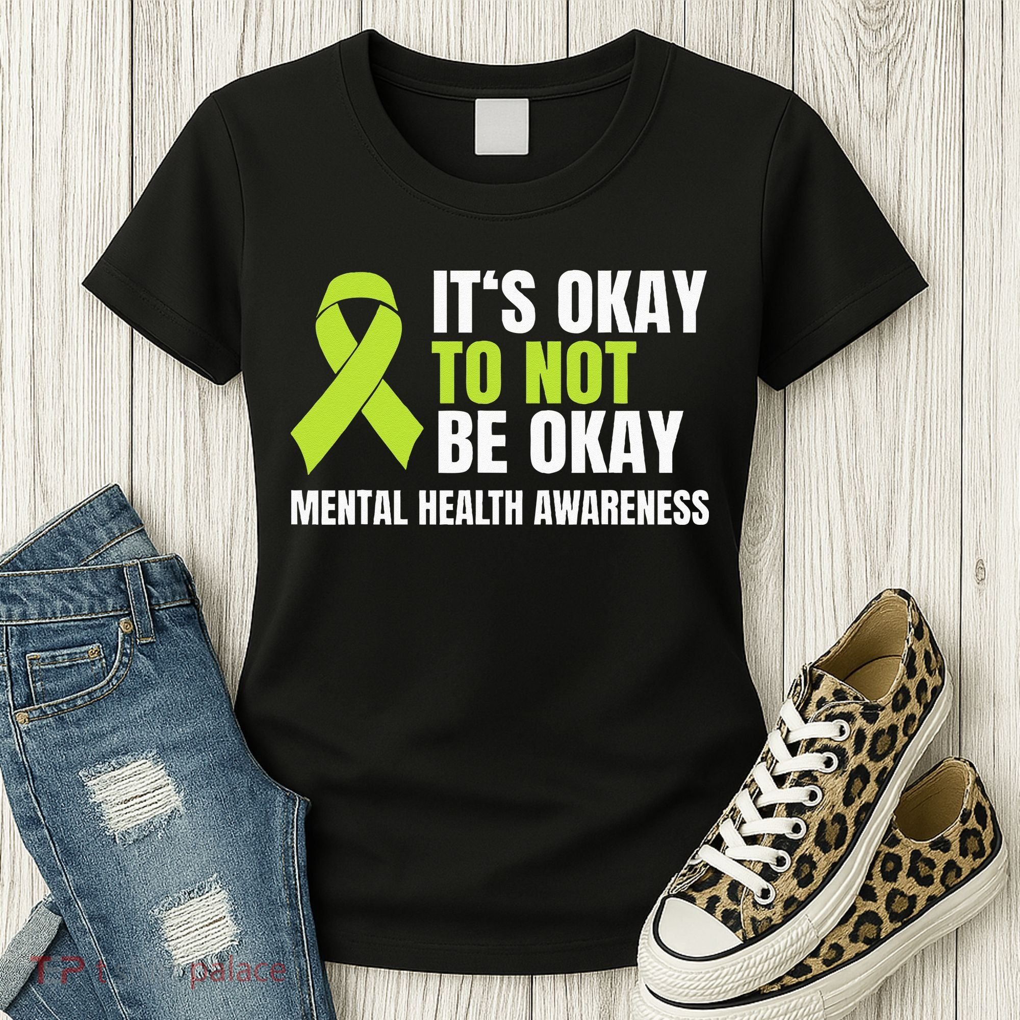 Its Okay To Not Be Okay Mental Health Ribbon Women's T-Shirt