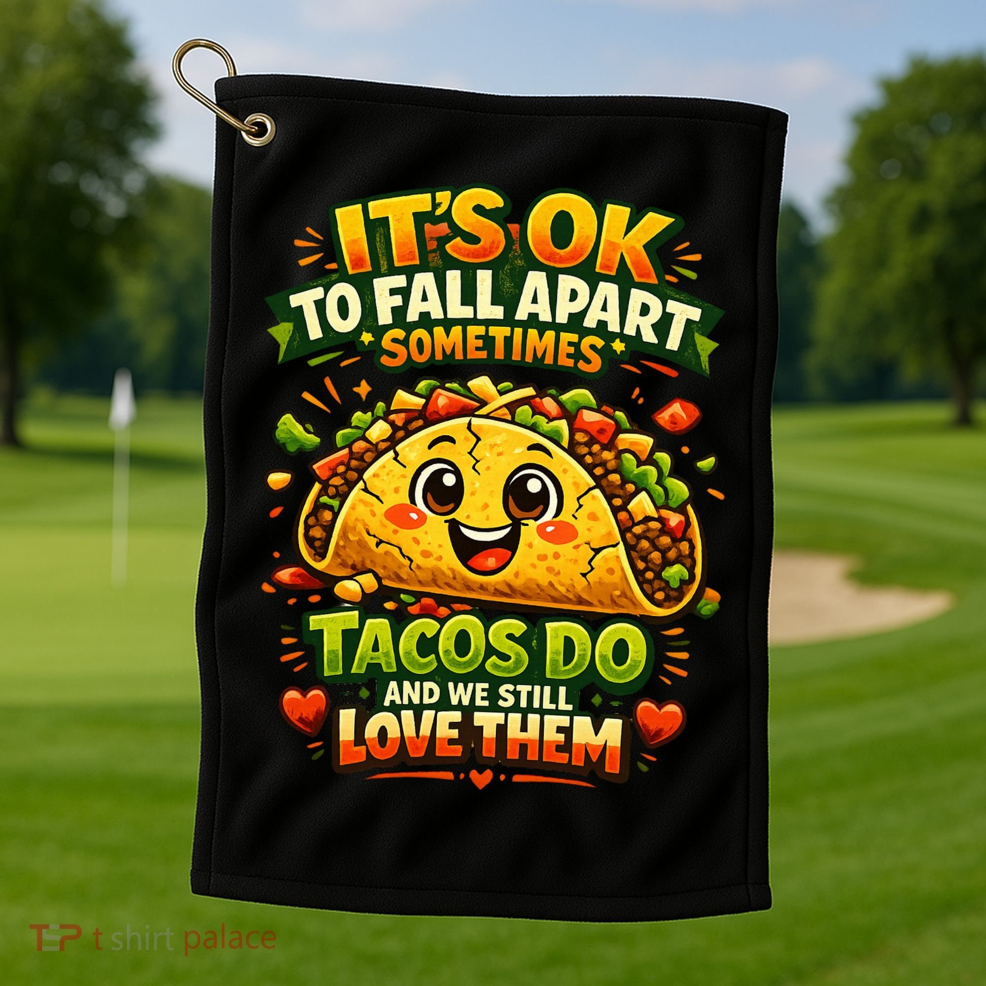 It's Ok To Fall Apart Sometimes Tacos Do And We Still Love Them Golf Towel