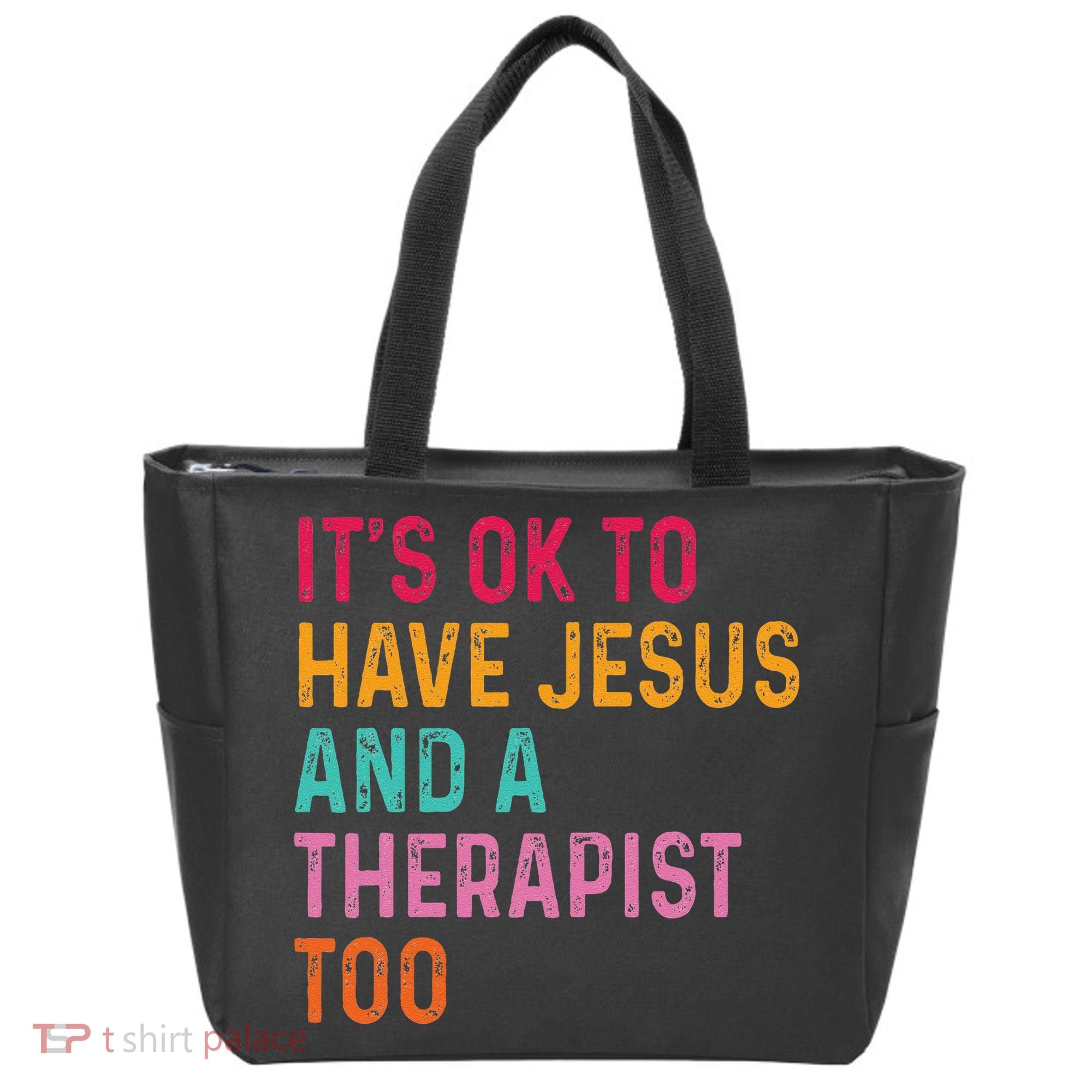 ItS Ok To Have Jesus And A Therapist Too Therapy Christians Tote Bag
