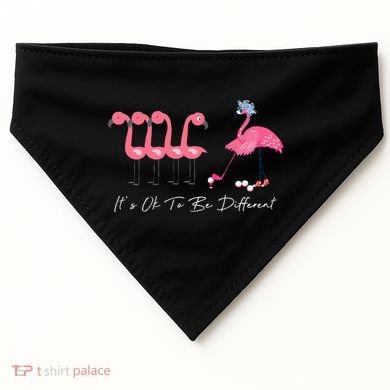 It's Ok To Be Different Funny Flamingo Golf Lover USA-Made Doggie Bandana