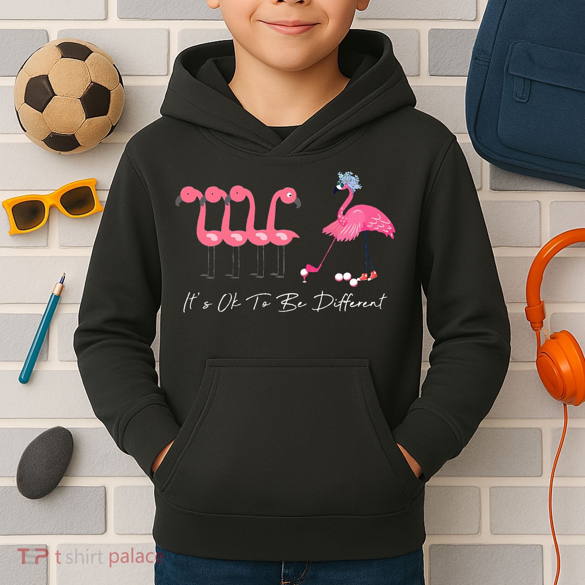 It's Ok To Be Different Funny Flamingo Golf Lover Kids Hoodie