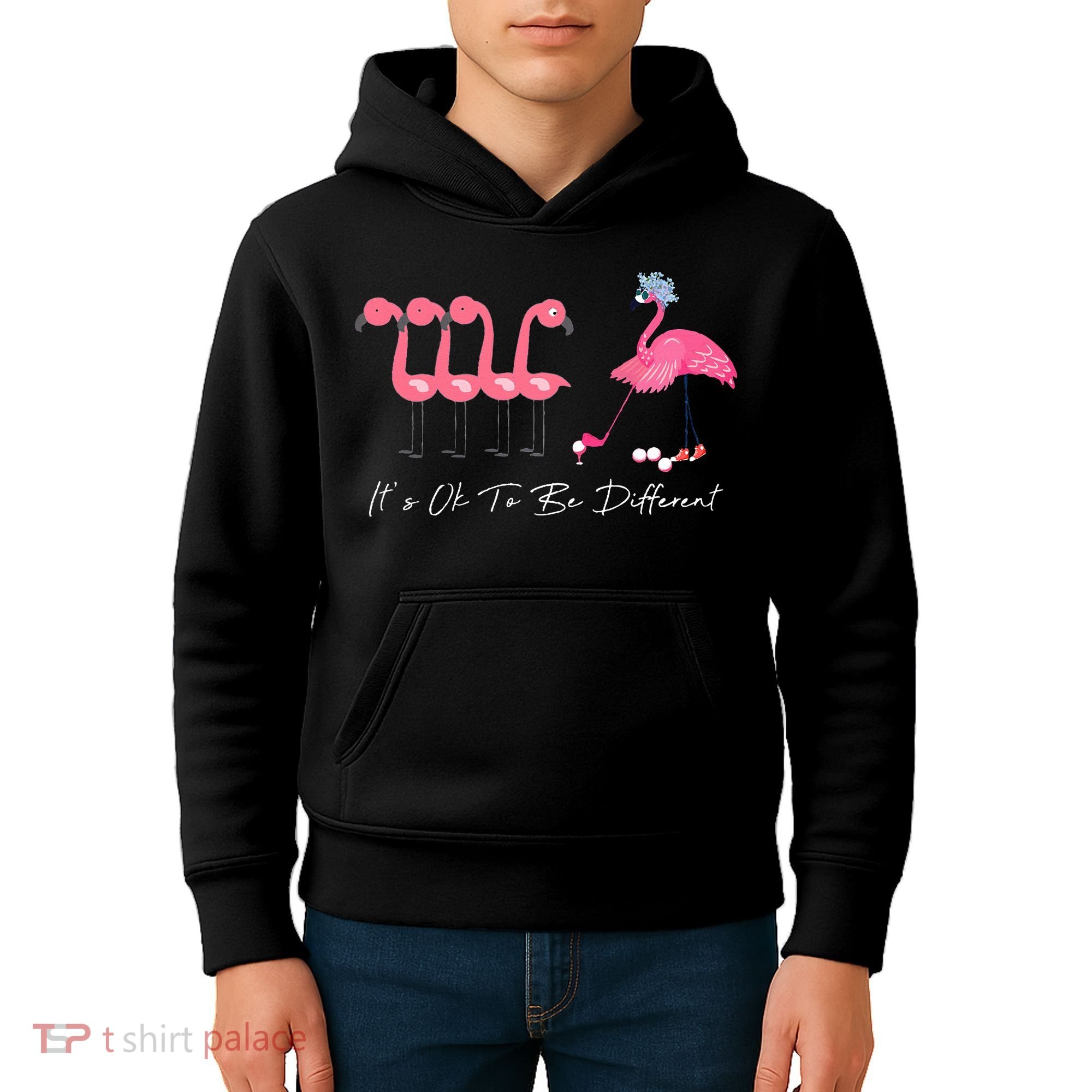 It's Ok To Be Different Funny Flamingo Golf Lover Kids Hoodie