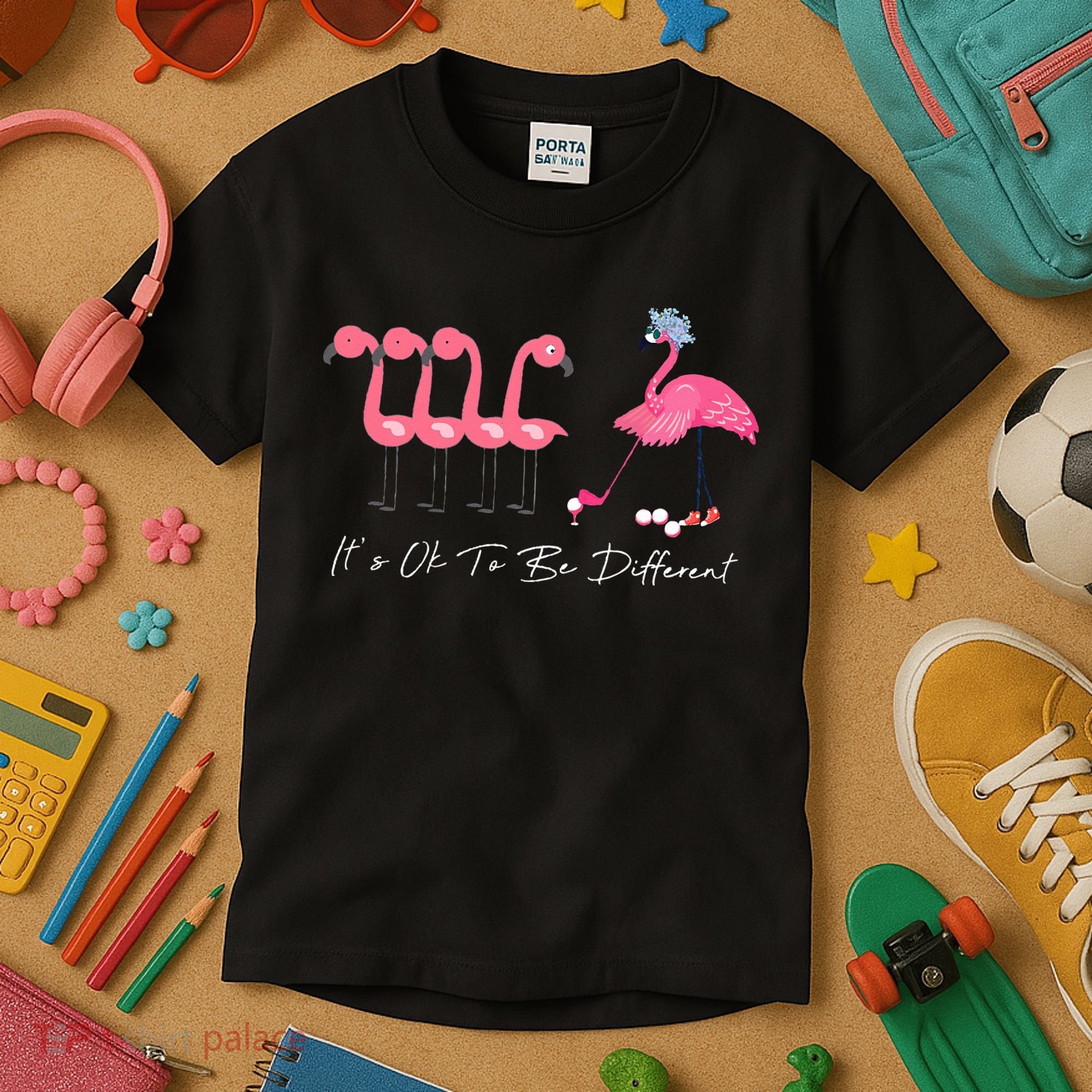 It's Ok To Be Different Funny Flamingo Golf Lover Kids T-Shirt