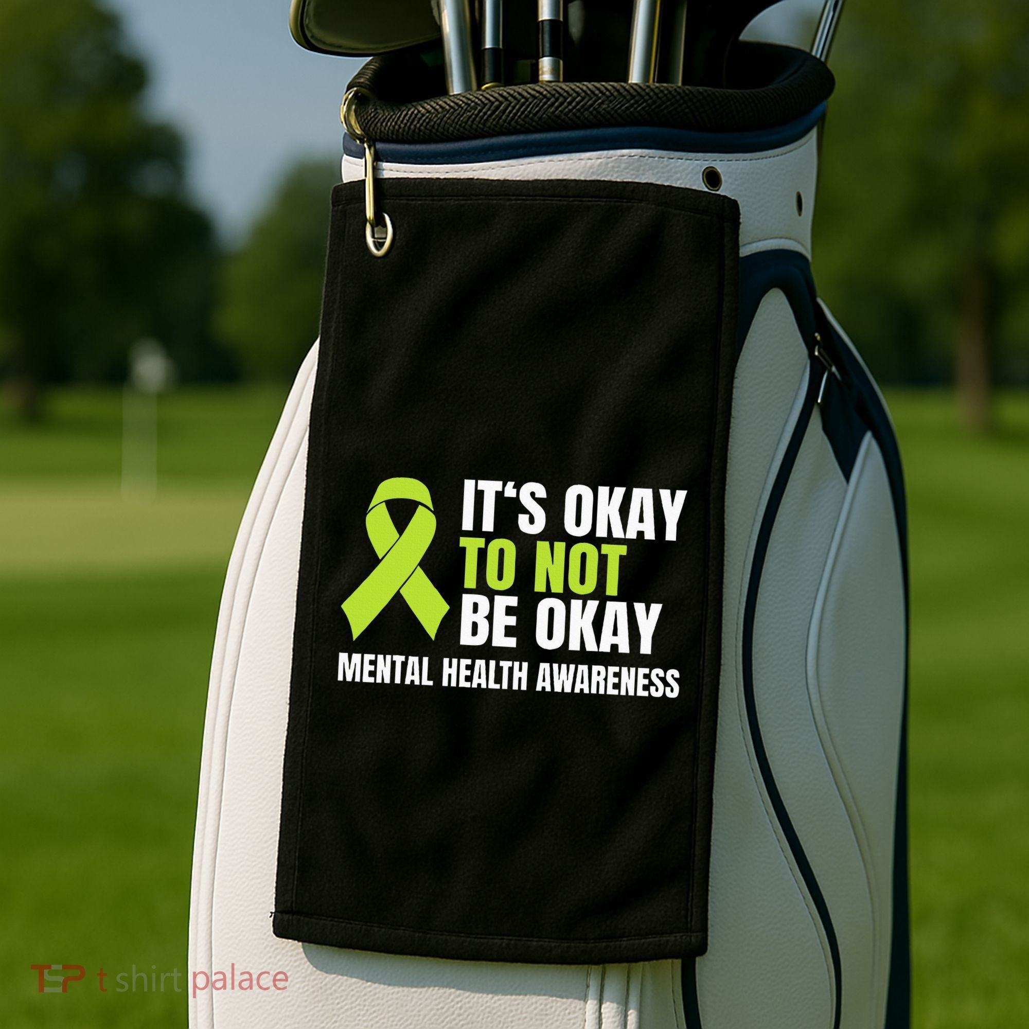 ItS Okay To Not Be Okay Mental Health Ribbon Golf Towel
