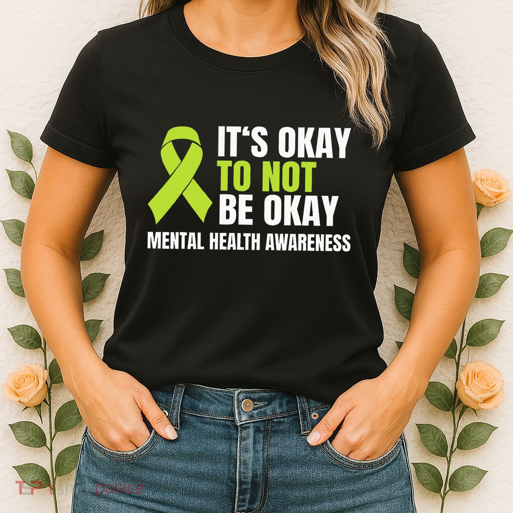 ItS Okay To Not Be Okay Mental Health Ribbon Women's T-Shirt
