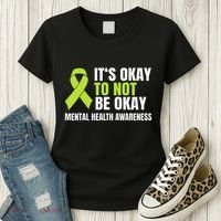 ItS Okay To Not Be Okay Mental Health Ribbon Women's T-Shirt thumb 3