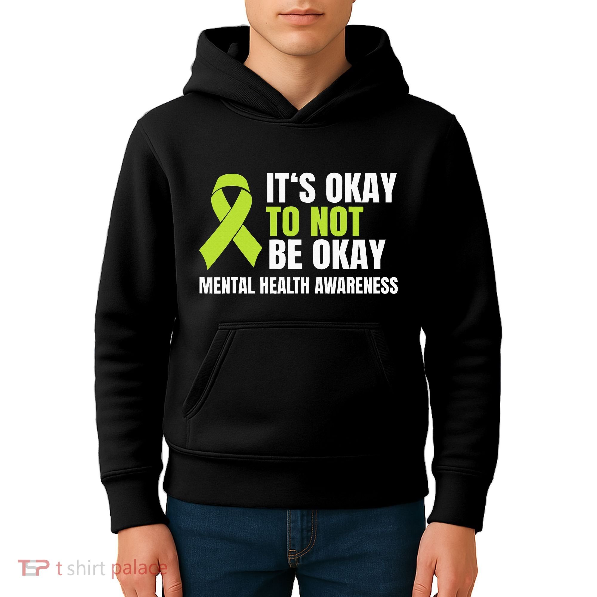 ItS Okay To Not Be Okay Mental Health Ribbon Kids Hoodie