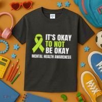 ItS Okay To Not Be Okay Mental Health Ribbon Kids T-Shirt thumb 3