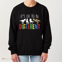 Its Ok To Be Different Autism Awareness Dinosaurs Women's Sweatshirt thumb 0