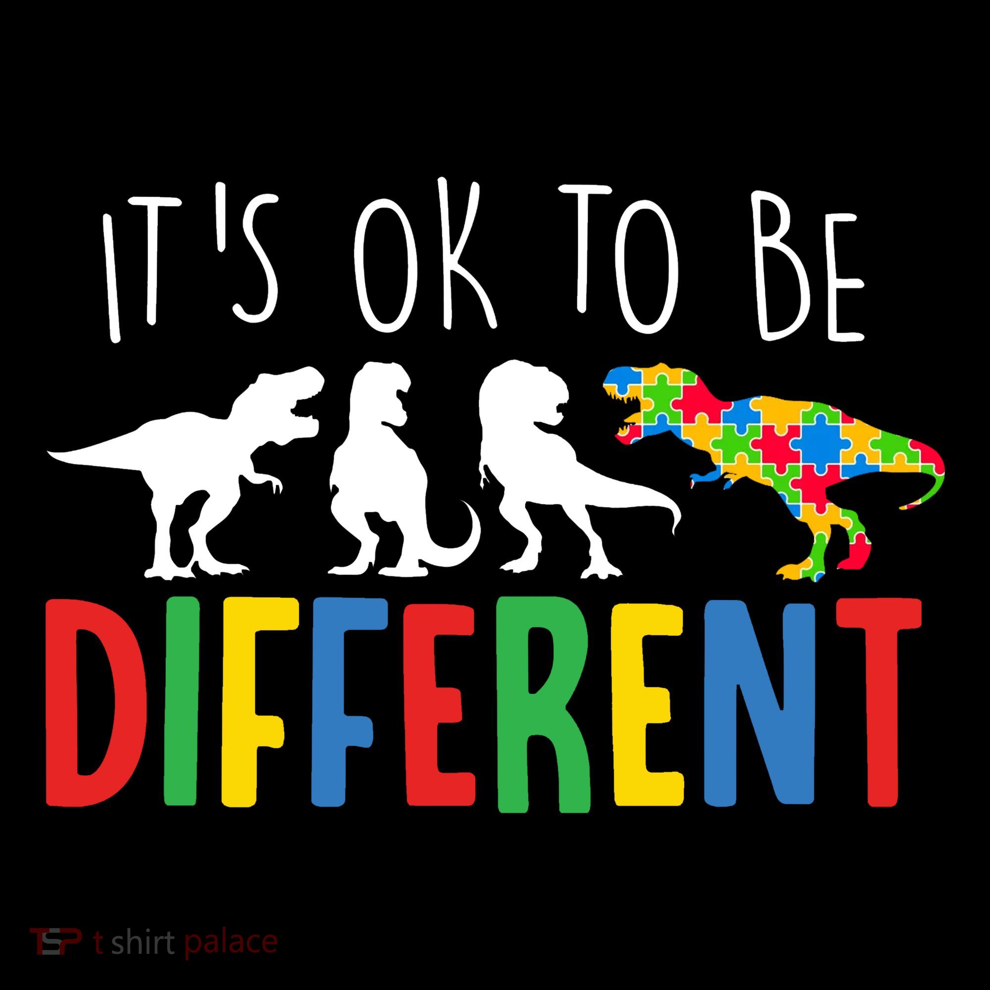 Its Ok To Be Different Autism Awareness Dinosaurs Doggie Tank