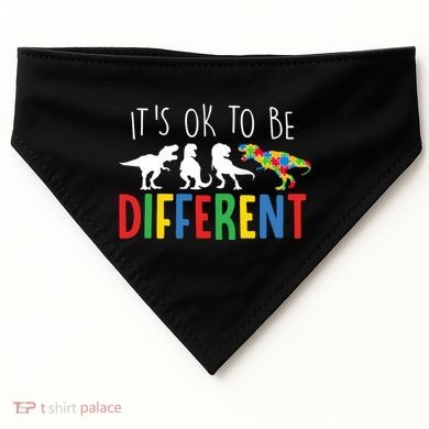 Its Ok To Be Different Autism Awareness Dinosaurs USA-Made Doggie Bandana