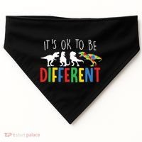 Its Ok To Be Different Autism Awareness Dinosaurs USA-Made Doggie Bandana thumb 0