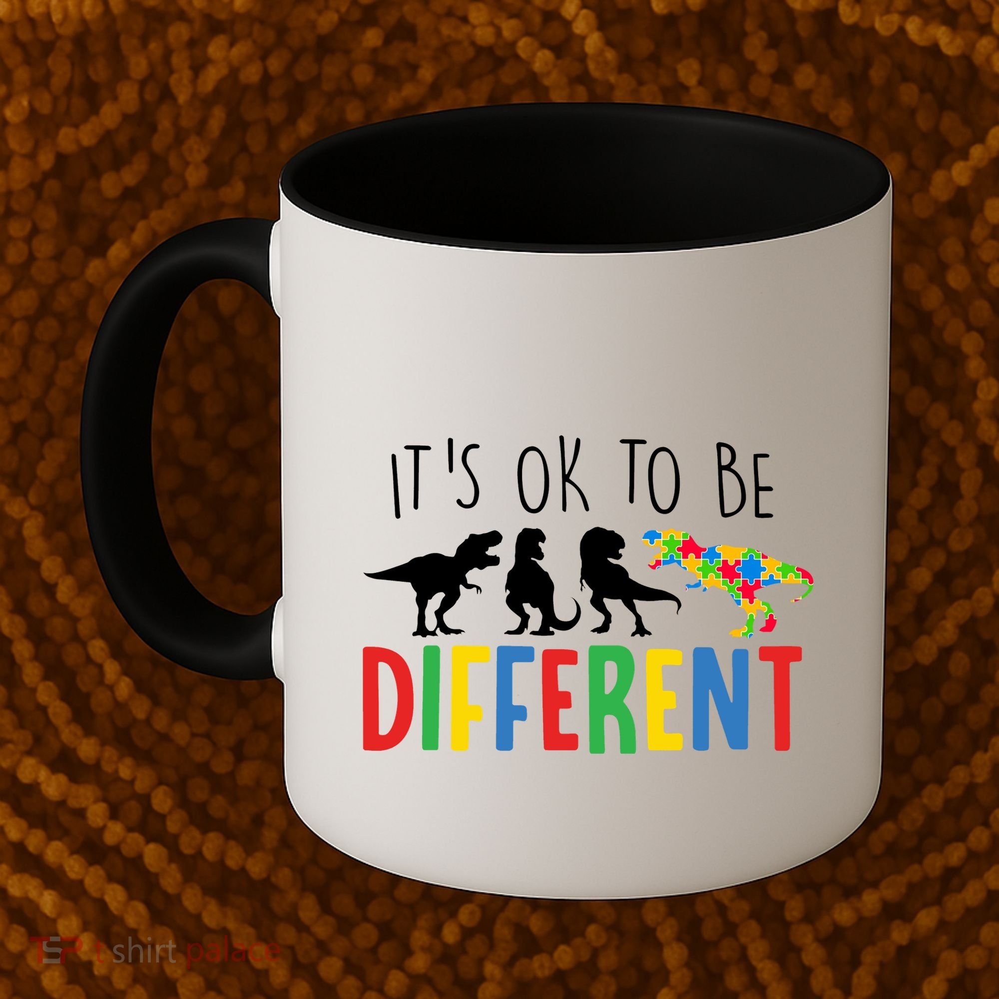 Its Ok To Be Different Autism Awareness Dinosaurs Coffee Mug