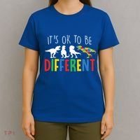 Its Ok To Be Different Autism Awareness Dinosaurs T-Shirt thumb 4