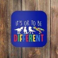 Its Ok To Be Different Autism Awareness Dinosaurs Coaster thumb 0