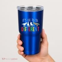 Its Ok To Be Different Autism Awareness Dinosaurs Tumbler thumb 2