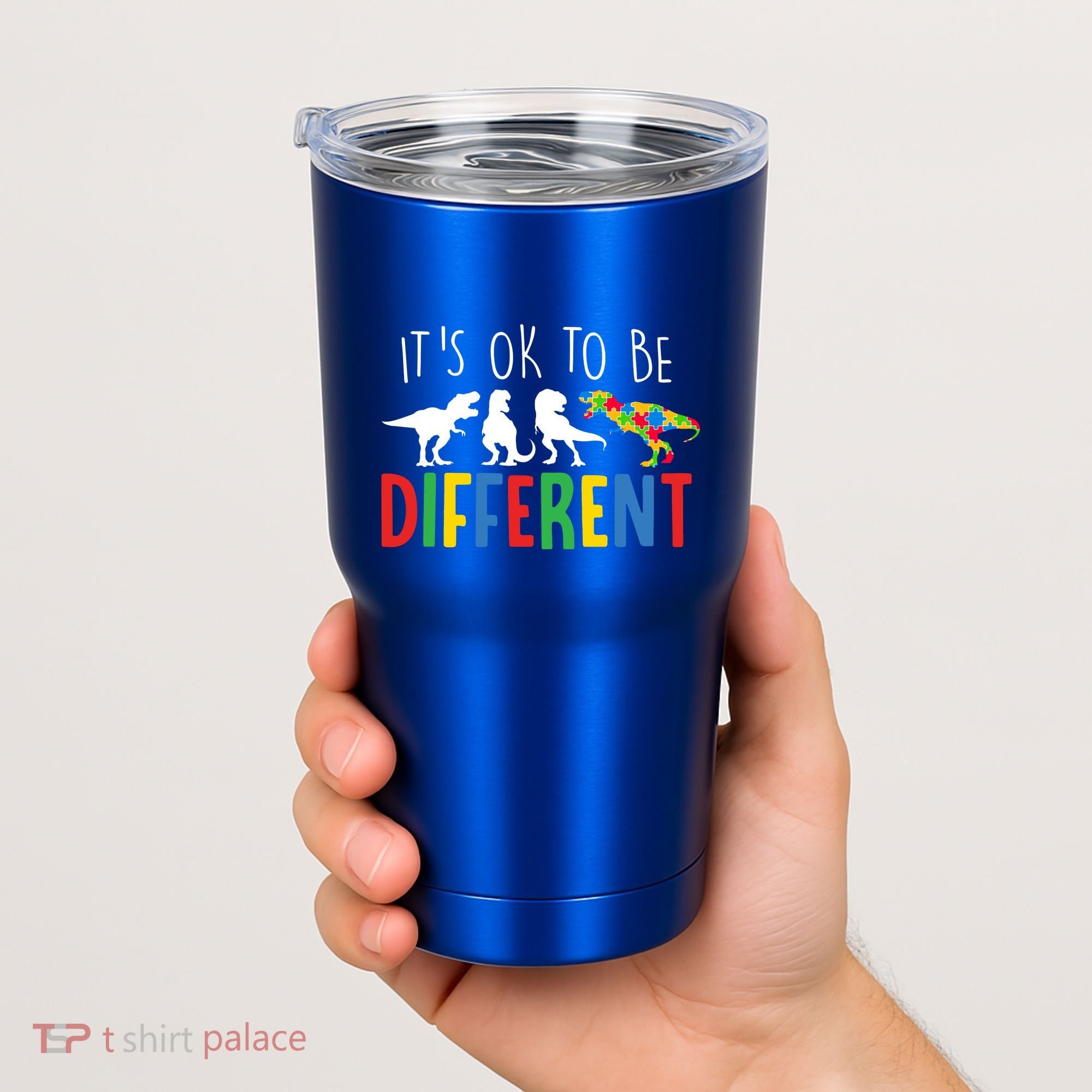 Its Ok To Be Different Autism Awareness Dinosaurs Tumbler