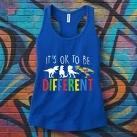 Its Ok To Be Different Autism Awareness Dinosaurs Women's Tank Top thumb 3