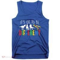 Its Ok To Be Different Autism Awareness Dinosaurs Tank Top thumb 0