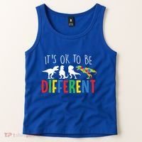 Its Ok To Be Different Autism Awareness Dinosaurs Tank Top thumb 2