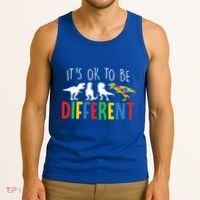 Its Ok To Be Different Autism Awareness Dinosaurs Tank Top thumb 3