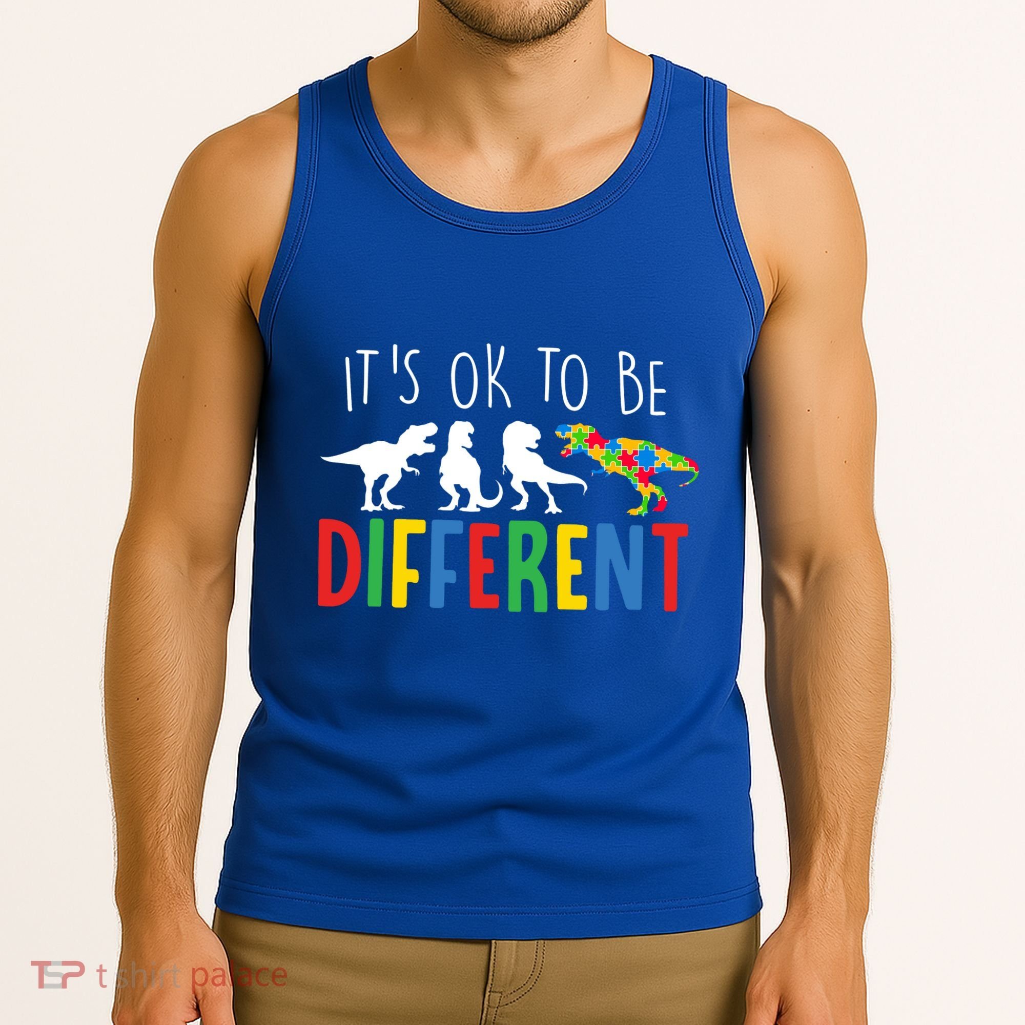 Its Ok To Be Different Autism Awareness Dinosaurs Tank Top