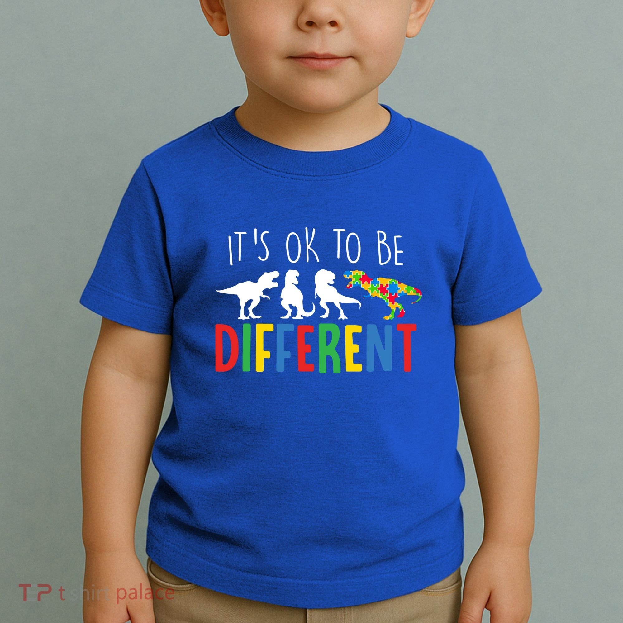 Its Ok To Be Different Autism Awareness Dinosaurs Toddler T-Shirt