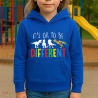 Its Ok To Be Different Autism Awareness Dinosaurs Kids Hoodie thumb 3