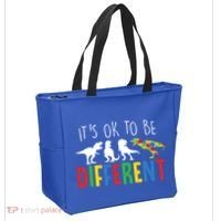Its Ok To Be Different Autism Awareness Dinosaurs Tote Bag thumb 2