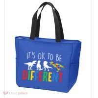 Its Ok To Be Different Autism Awareness Dinosaurs Tote Bag thumb 3