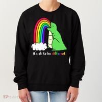 It's Ok To Be Different Autism Awareness Dinosaur Women's Sweatshirt thumb 0