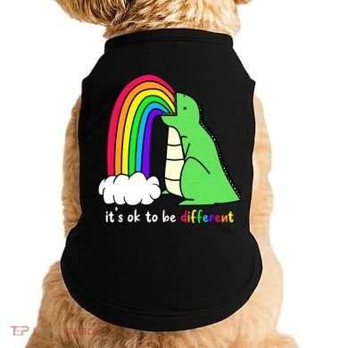 It's Ok To Be Different Autism Awareness Dinosaur Doggie Tank