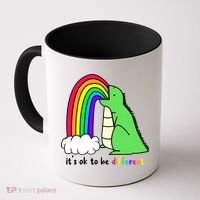 It's Ok To Be Different Autism Awareness Dinosaur Coffee Mug thumb 0
