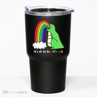 It's Ok To Be Different Autism Awareness Dinosaur Tumbler thumb 0
