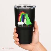 It's Ok To Be Different Autism Awareness Dinosaur Tumbler thumb 2