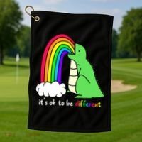It's Ok To Be Different Autism Awareness Dinosaur Golf Towel thumb 1
