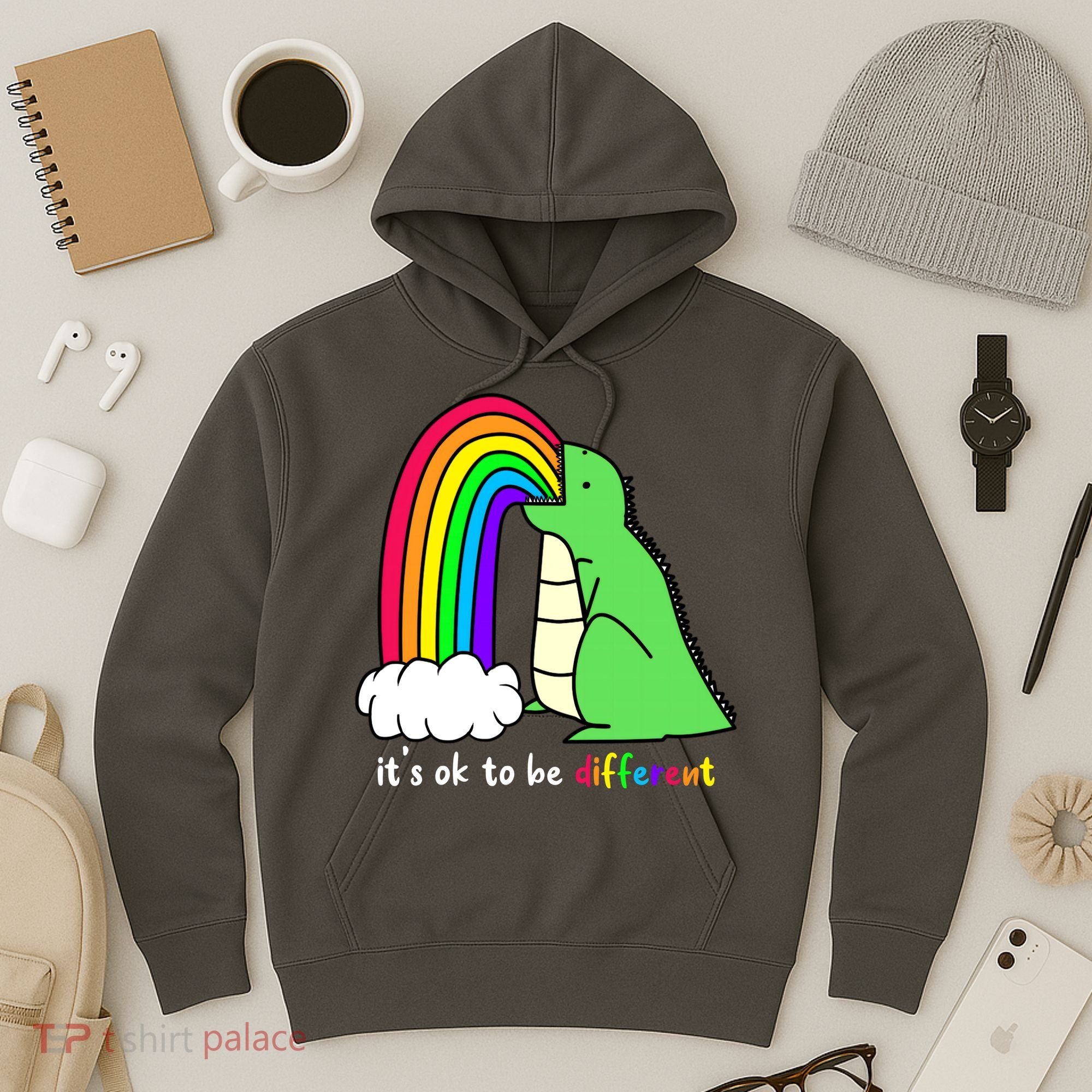 It's Ok To Be Different Autism Awareness Dinosaur Hoodie