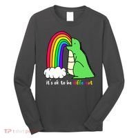 It's Ok To Be Different Autism Awareness Dinosaur Long Sleeve Shirt thumb 0
