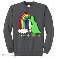 It's Ok To Be Different Autism Awareness Dinosaur Sweatshirt thumb 0