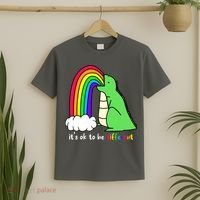 It's Ok To Be Different Autism Awareness Dinosaur T-Shirt thumb 2