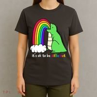 It's Ok To Be Different Autism Awareness Dinosaur T-Shirt thumb 4