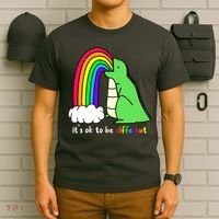 It's Ok To Be Different Autism Awareness Dinosaur T-Shirt thumb 6