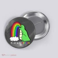 It's Ok To Be Different Autism Awareness Dinosaur Button thumb 0