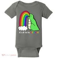 It's Ok To Be Different Autism Awareness Dinosaur Baby Bodysuit thumb 0