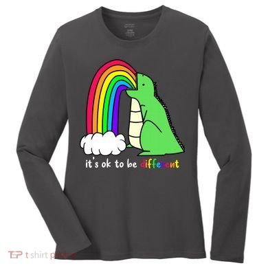 It's Ok To Be Different Autism Awareness Dinosaur Women's Long Sleeve Shirt