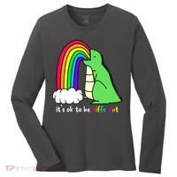 It's Ok To Be Different Autism Awareness Dinosaur Women's Long Sleeve Shirt thumb 0