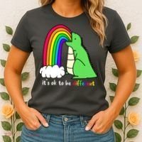 It's Ok To Be Different Autism Awareness Dinosaur Women's T-Shirt thumb 2