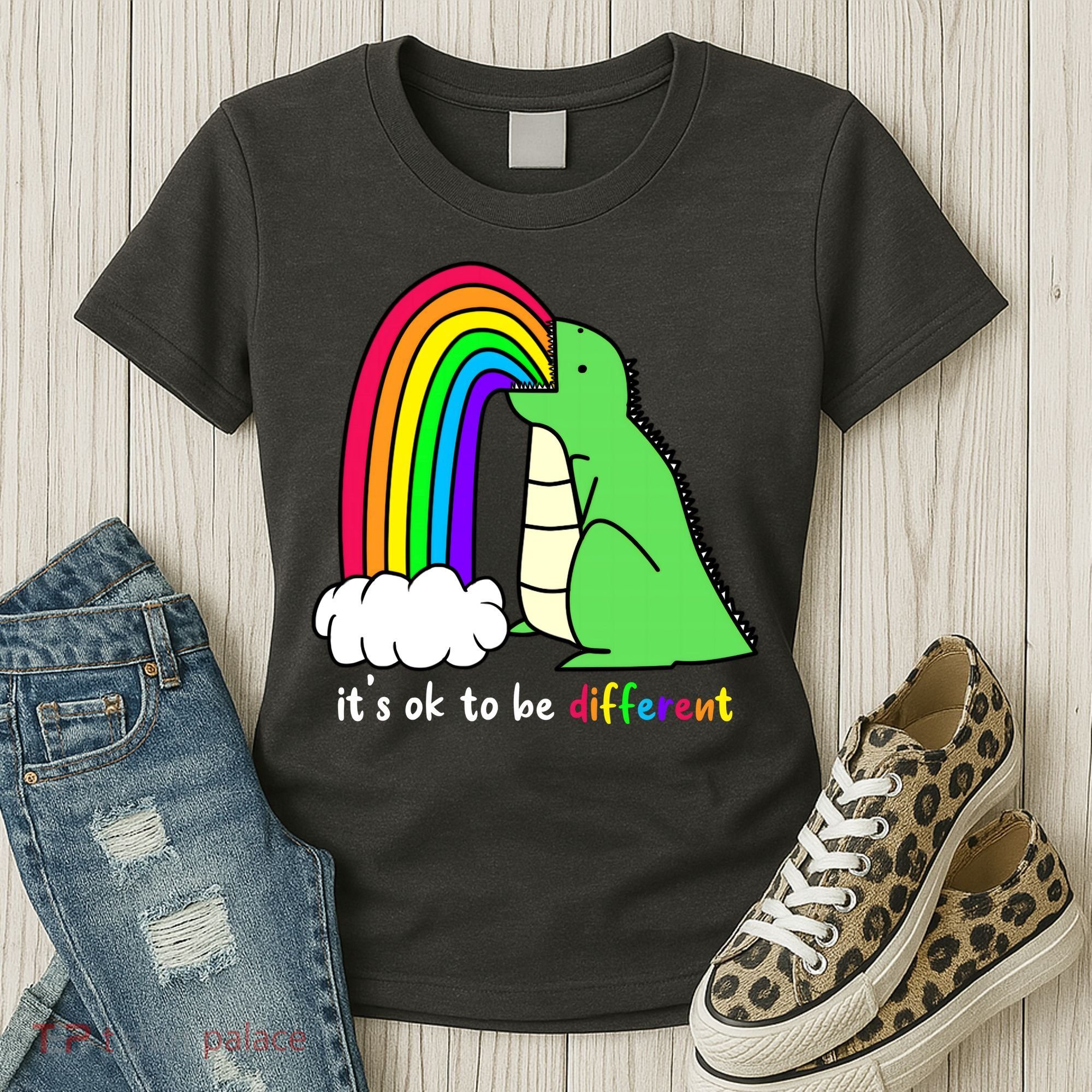 It's Ok To Be Different Autism Awareness Dinosaur Women's T-Shirt